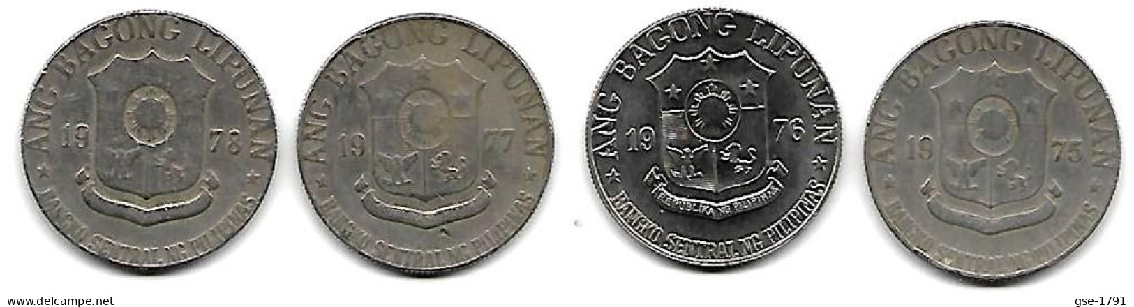 PHILIPPINES  Réforme Coinage, 1 Peso  José RIZAL Hexagonal  KM 209.1  Série Complète De 4 Monnaies - Philippines