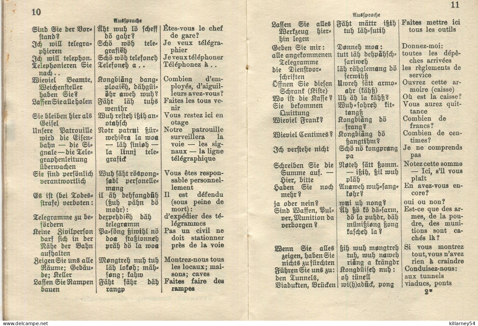 Lexique Guide Traduction Allemand/francais Soldats Allemands WW1 - 1914-18