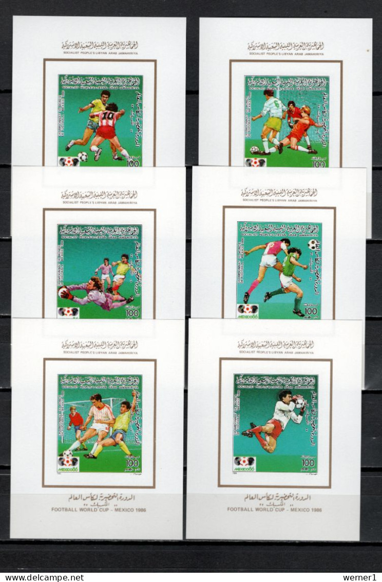 Libya 1985 Football Soccer World Cup Set Of 6 S/s Imperf. MNH -scarce- - 1986 – Mexico