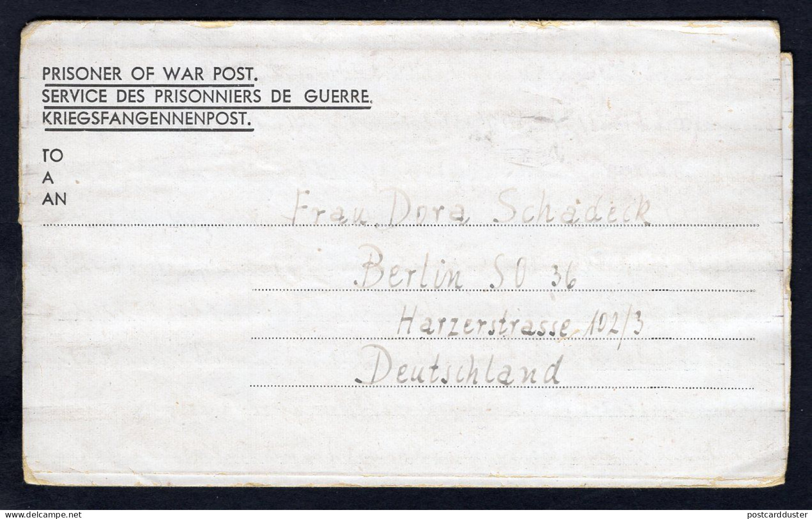 GB 1947 German POW Camp Comrie [No21] Postcard To Berlin (p2990) - Briefe U. Dokumente