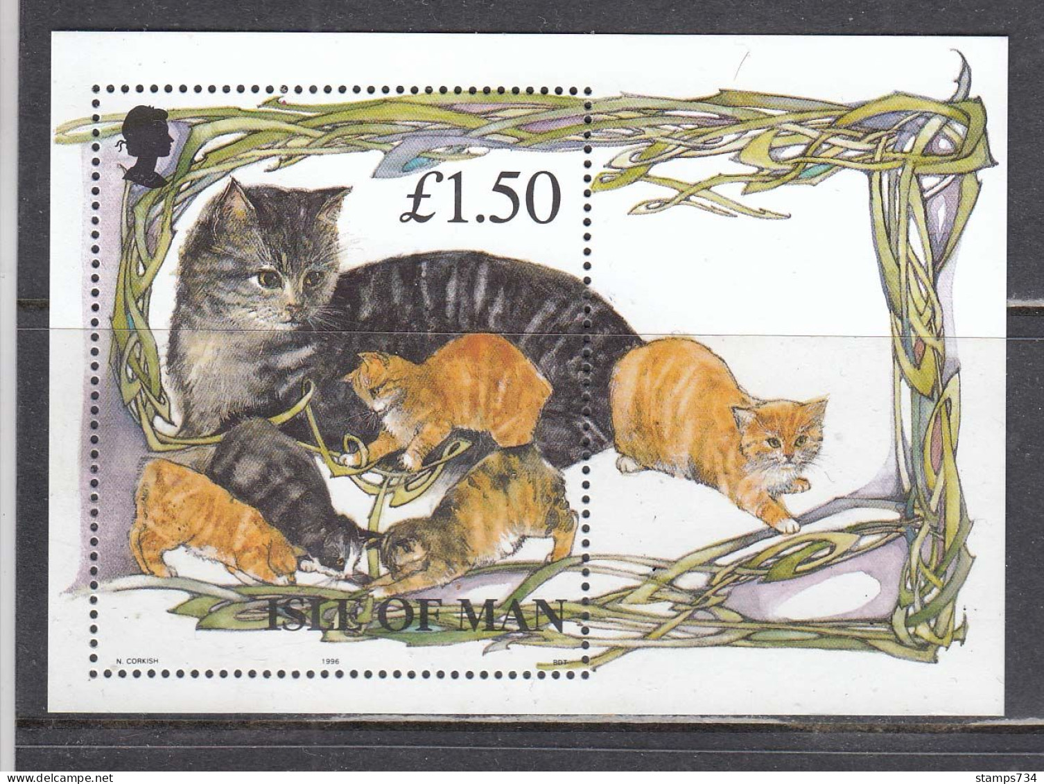 Isle Of Man 1996 - Cats, Mi-Nr. Bl. 25, MNH** - Man (Ile De)