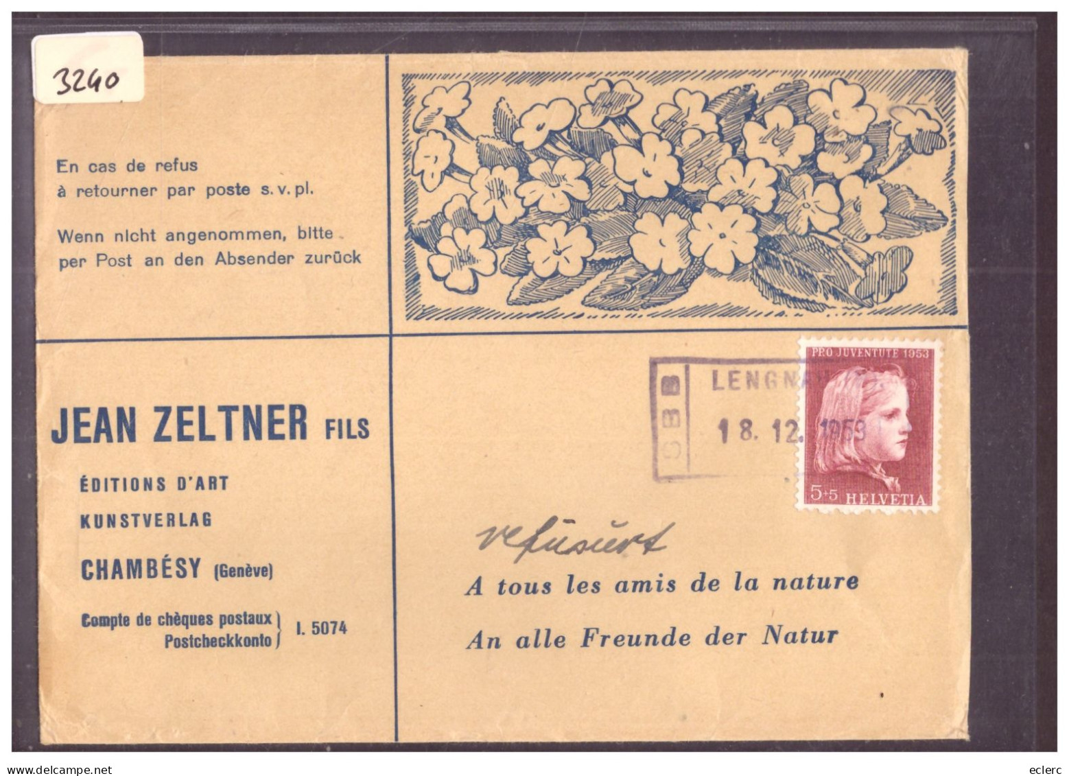 LETTRE A ENTÊTE - CHAMBESY GENEVE - EDITIONS D'ART JEAN ZELTNER Fils - Lettres & Documents