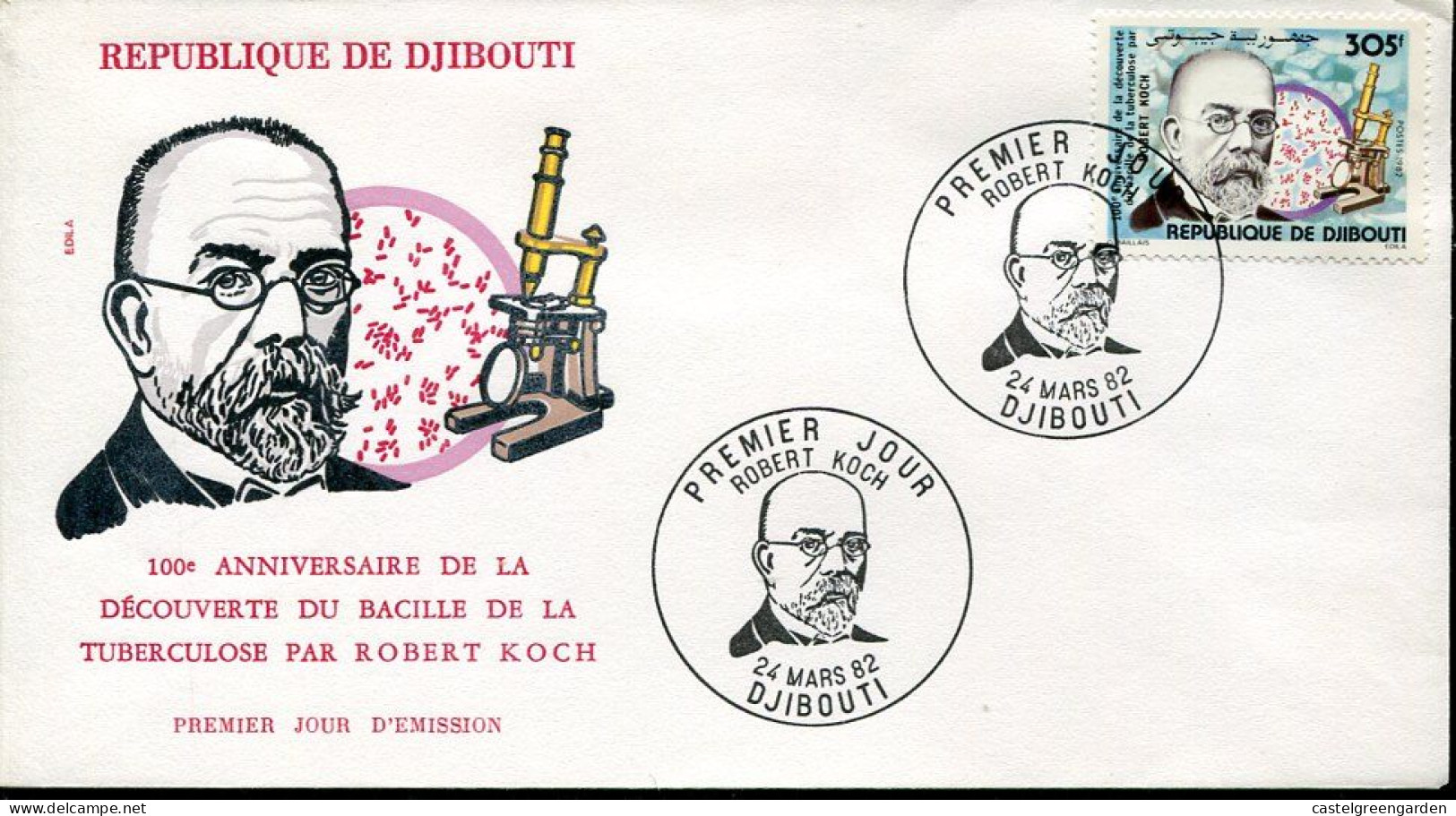 X0376 Djibouti, Fdc 1982 Dr. Robert Koch Centenary Discovery Tubercolosis TBC - Andere & Zonder Classificatie