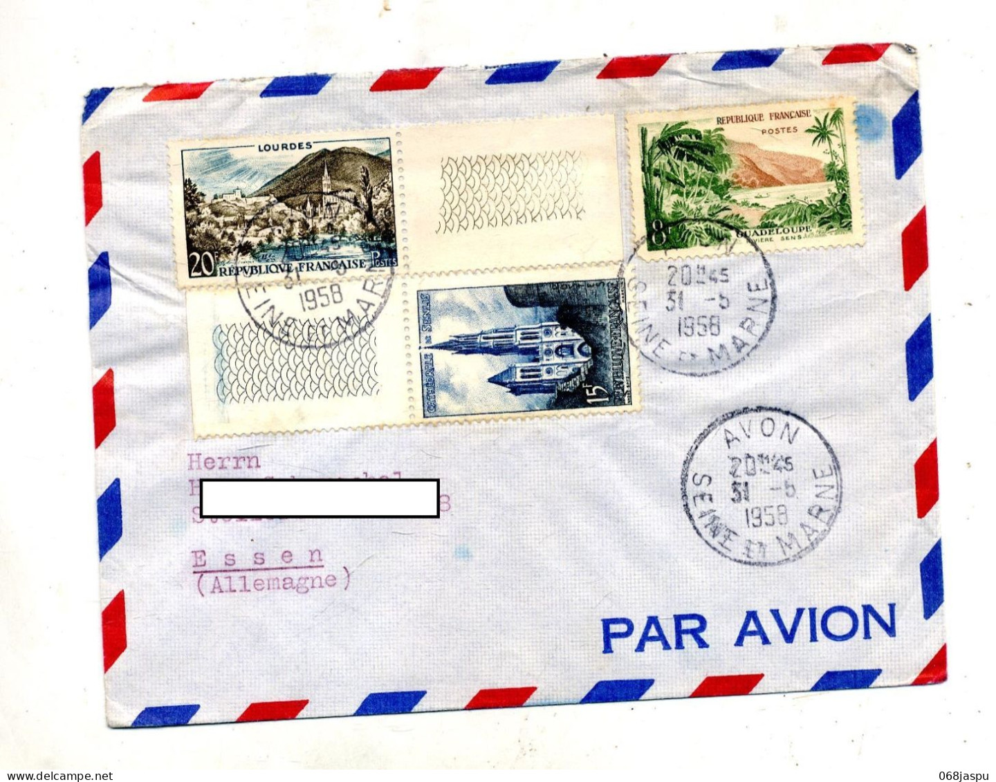 Lettre Cachet Avon Sur Lourdes Guadeloupe - Manual Postmarks