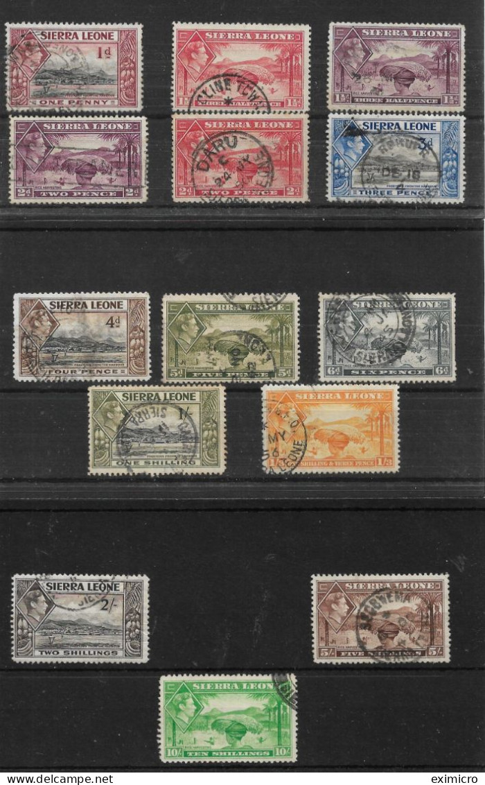 SIERRA LEONE 1938 - 1944 FINE USED SET TO 10s SG 188/199 - Sierra Leona (...-1960)