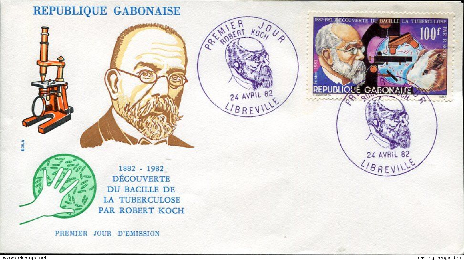 X0377 Gabon, Fdc 1982 Dr. Robert Koch Centenary Discovery Tubercolosis TBC - Otros & Sin Clasificación