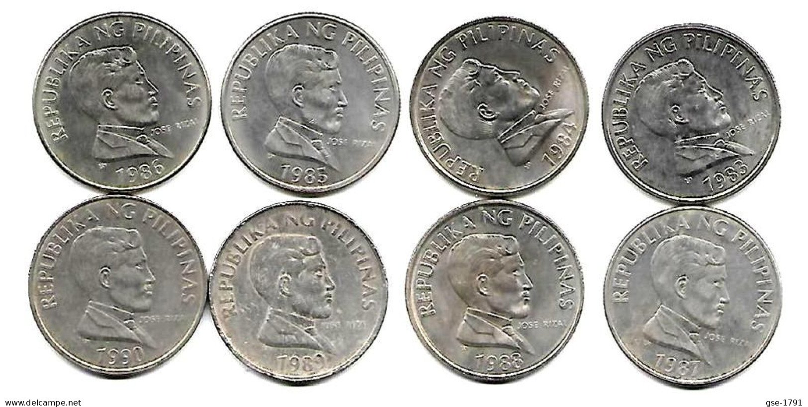 PHILIPPINES  Réforme Coinage, 1 Peso  José RIZAL BULL   KM 243.1  Série Complète De 8 Monnaies - Filippijnen