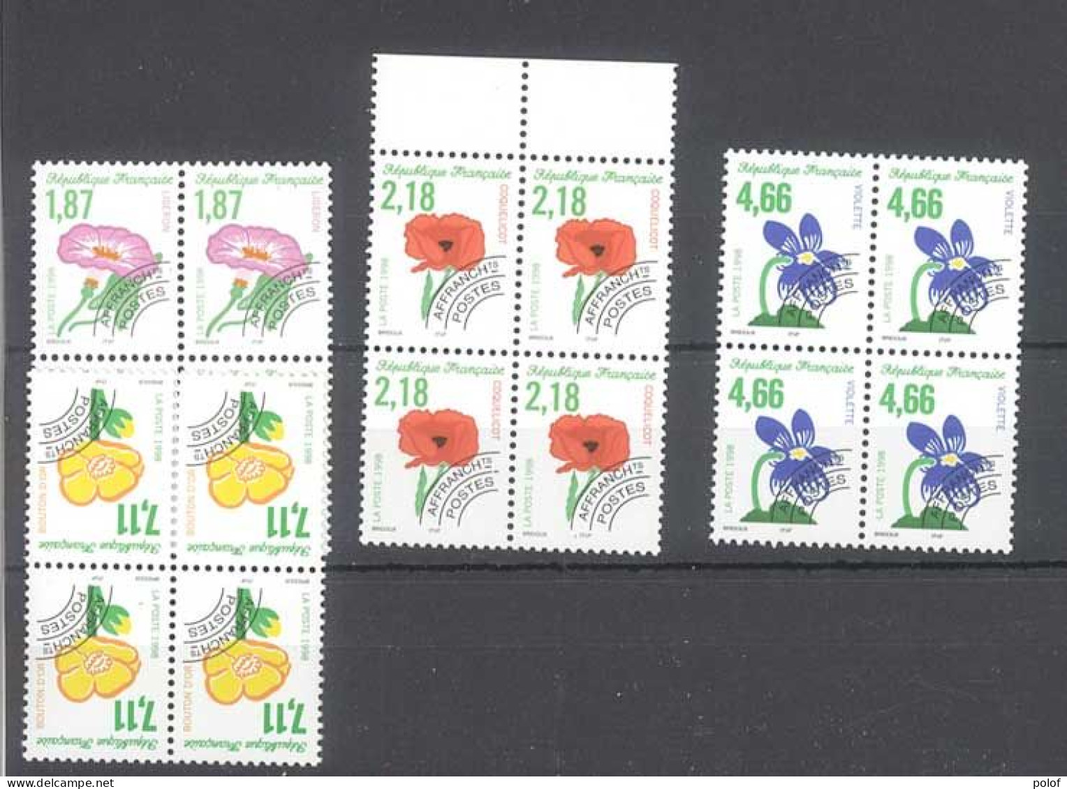 PREOBLITERE - Fleurs Sauvages   - 4 Blocs De 4 Timbres - Gomme Intacte Sans Trace De Charnière . -  Yvert 240 à 243 - 1989-2008