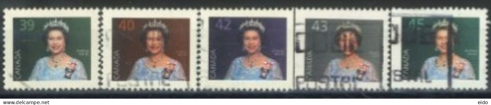 CANADA - 1985, QUEEN ELIZABETH II STAMPS SET OF 5, USED. - Used Stamps