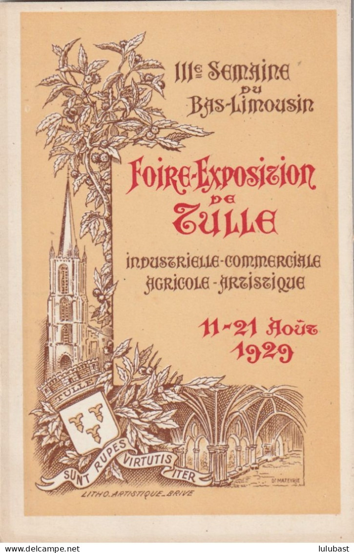 TULLE : Carte Illustrée Annonçant La FOIRE - EXPOSITION De 1929. (TTB) - Tulle