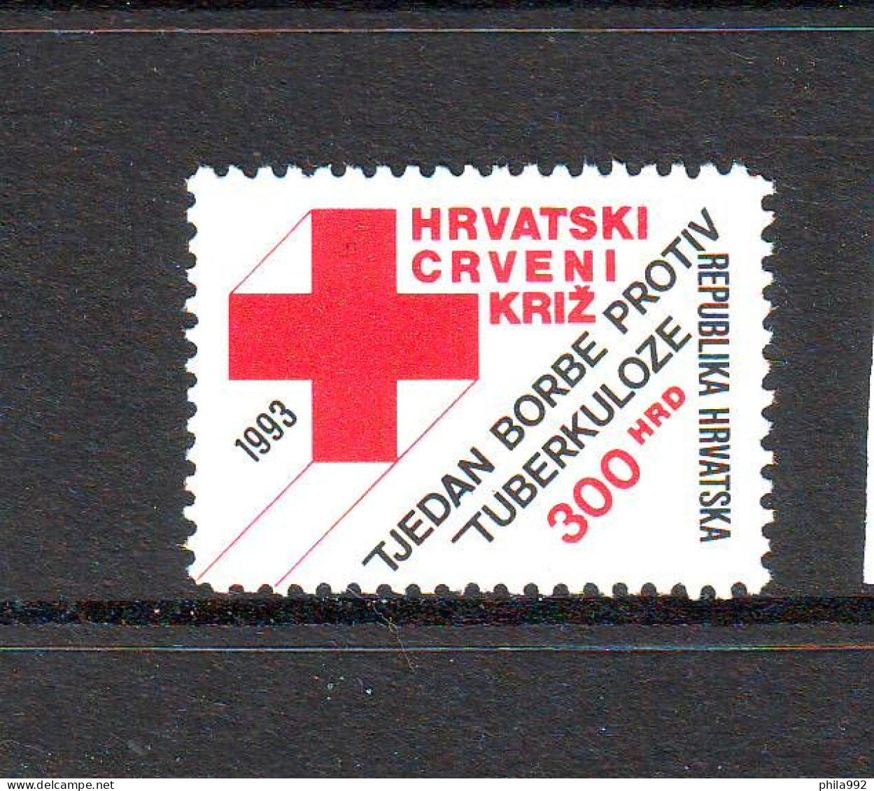 Croatia 1993 Charity Stamp Mi.No.30 RED CROSS TBC  MNH - Croatie