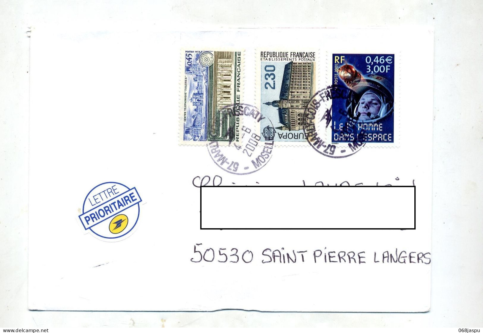 Lettre Cachet Marly Sur Europa Espace - Manual Postmarks