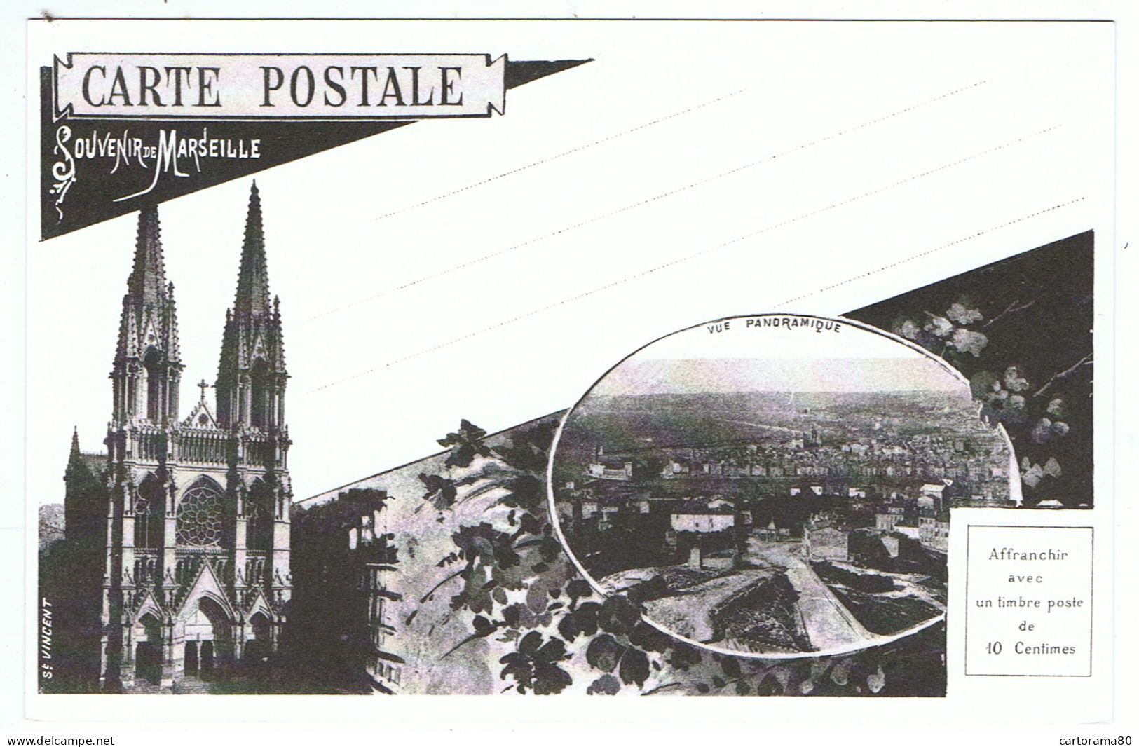 Marseille / Carte Illustrée Dite " Carte Piazza " / REPRODUCTION ! / Entier Postal - Prêts-à-poster: Other (1995-...)