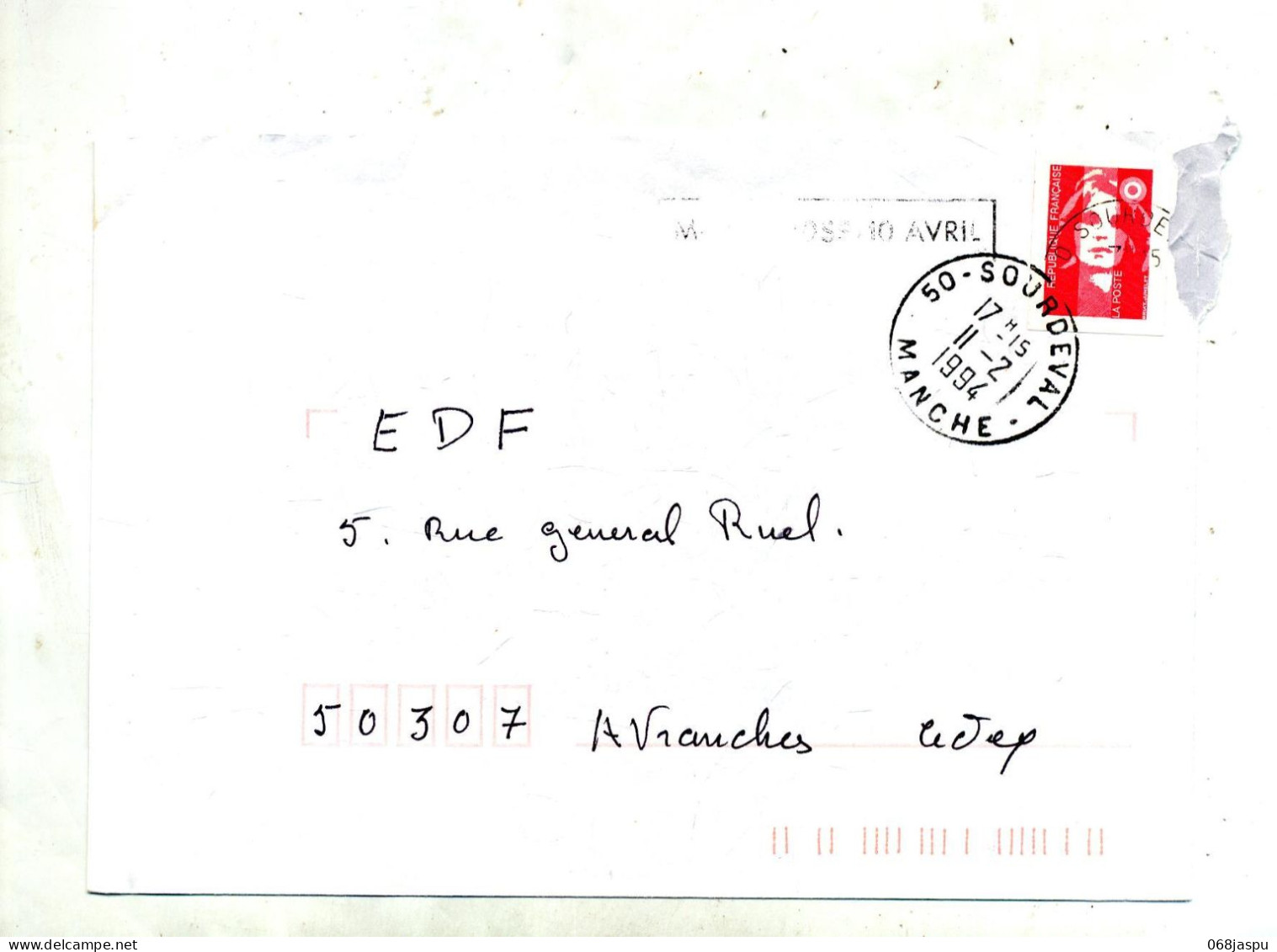 Lettre Cachet Sourdeval Flamme - Manual Postmarks