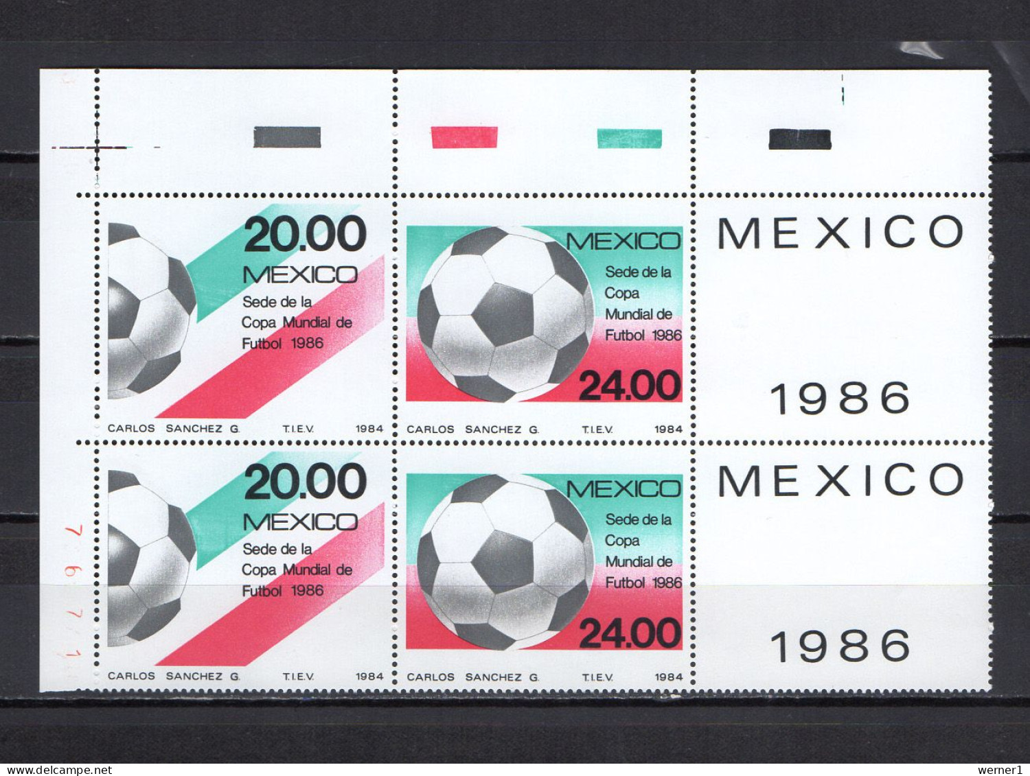 Mexico 1984 Football Soccer World Cup Block Of 6 MNH - 1986 – México