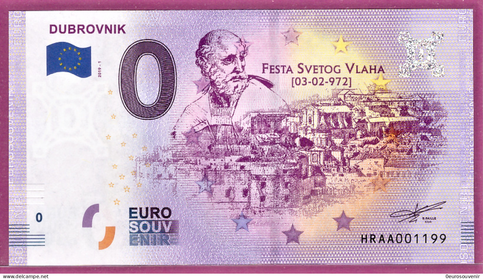 0-Euro HRAA 2019-1 DUBROVNIK - CROATIA - Privatentwürfe