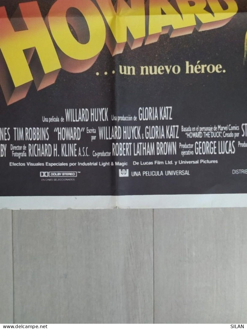 Cartel Original De Cine Del Estreno Howard Un Nuevo Héroe. Georges Lucas Affiche Originale Du Film Pour La Première - Autres Formats