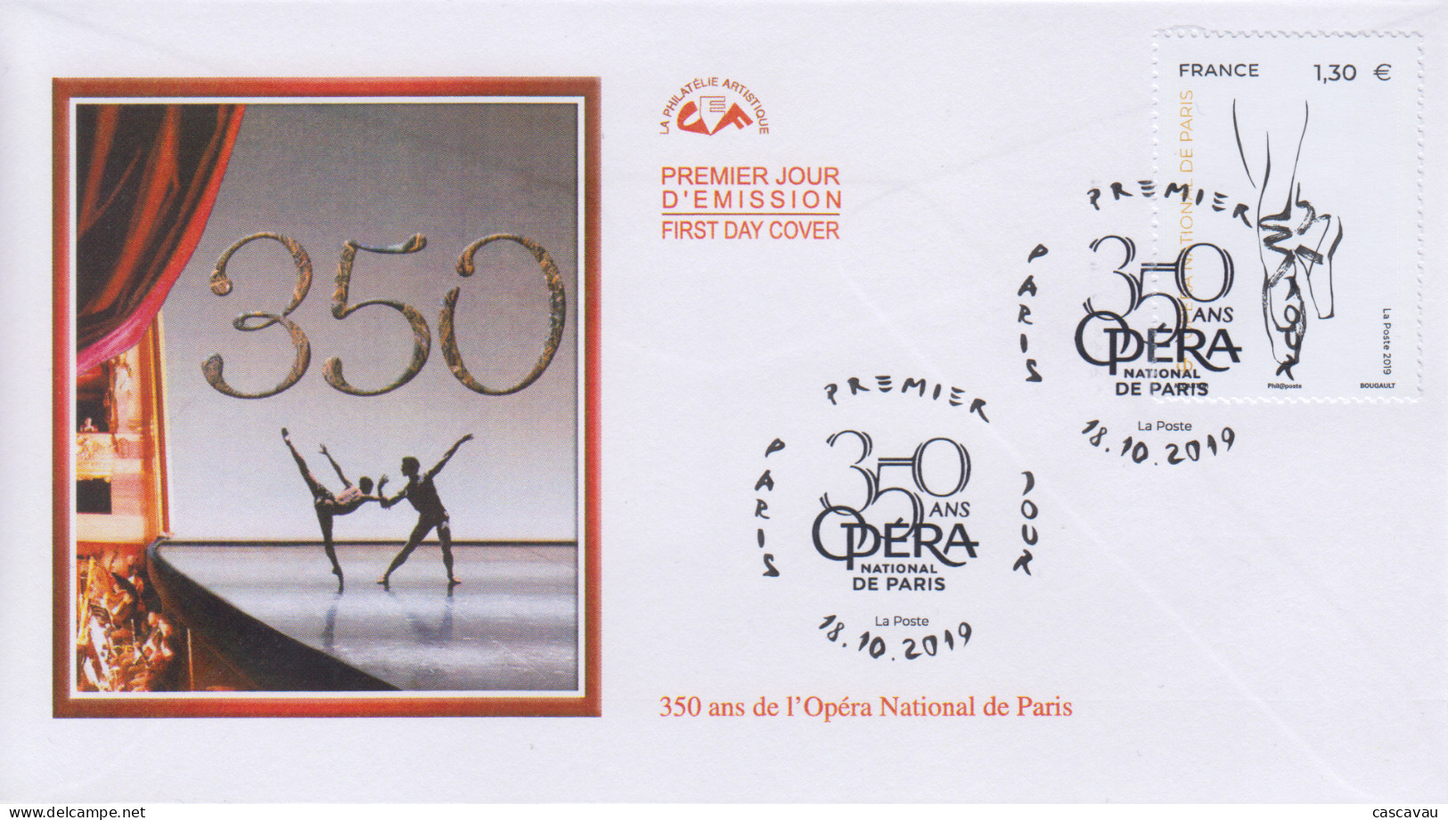 Enveloppe  FDC   1er  Jour   FRANCE    350  Ans    OPERA   NATIONAL   DE    PARIS    2019 - 2010-2019