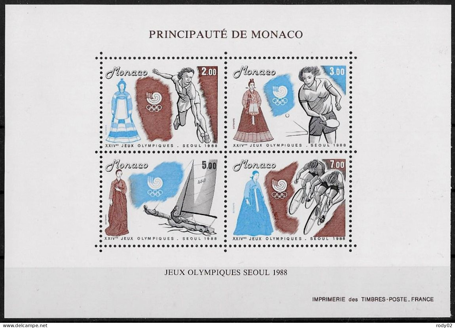 MONACO - JEUX OLYMPIQUES DE SEOUL EN 1988 - BF 42 - NEUF** MNH - Blocks & Sheetlets