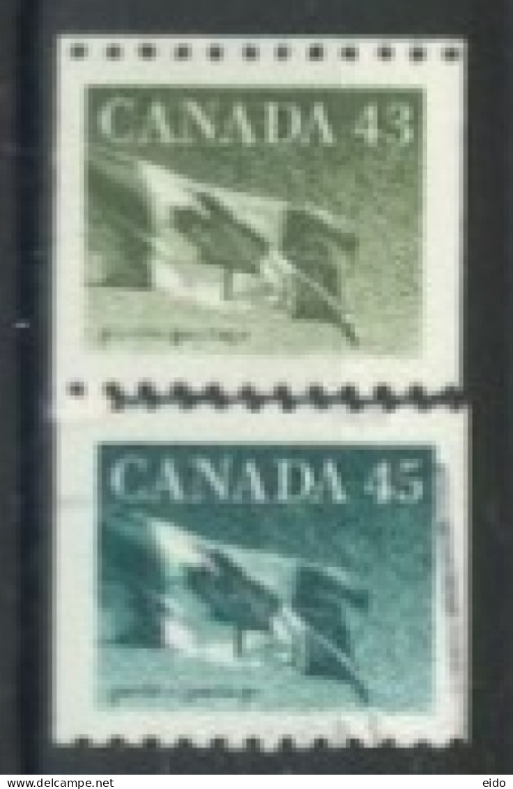 CANADA - 1989, CANADIAN FLAG STAMPS SET OF 2, USED. - Gebruikt