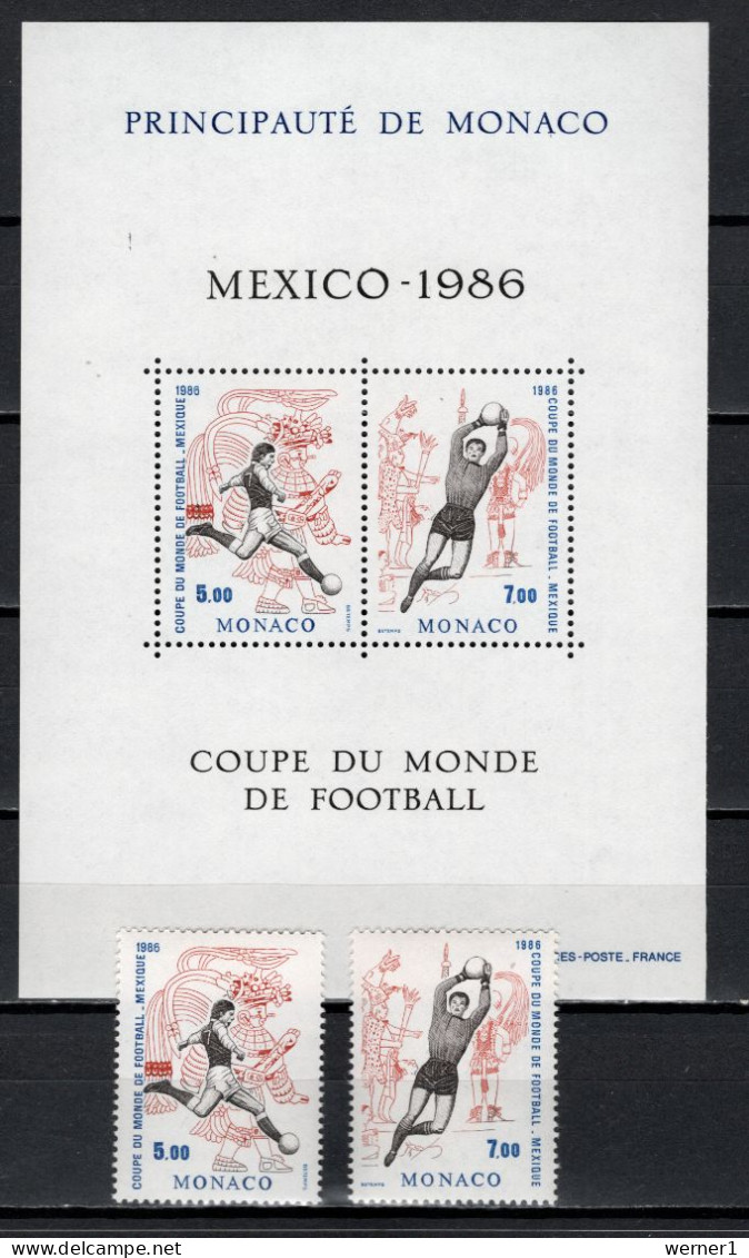 Monaco 1986 Football Soccer World Cup Set Of 2 + S/s MNH - 1986 – México