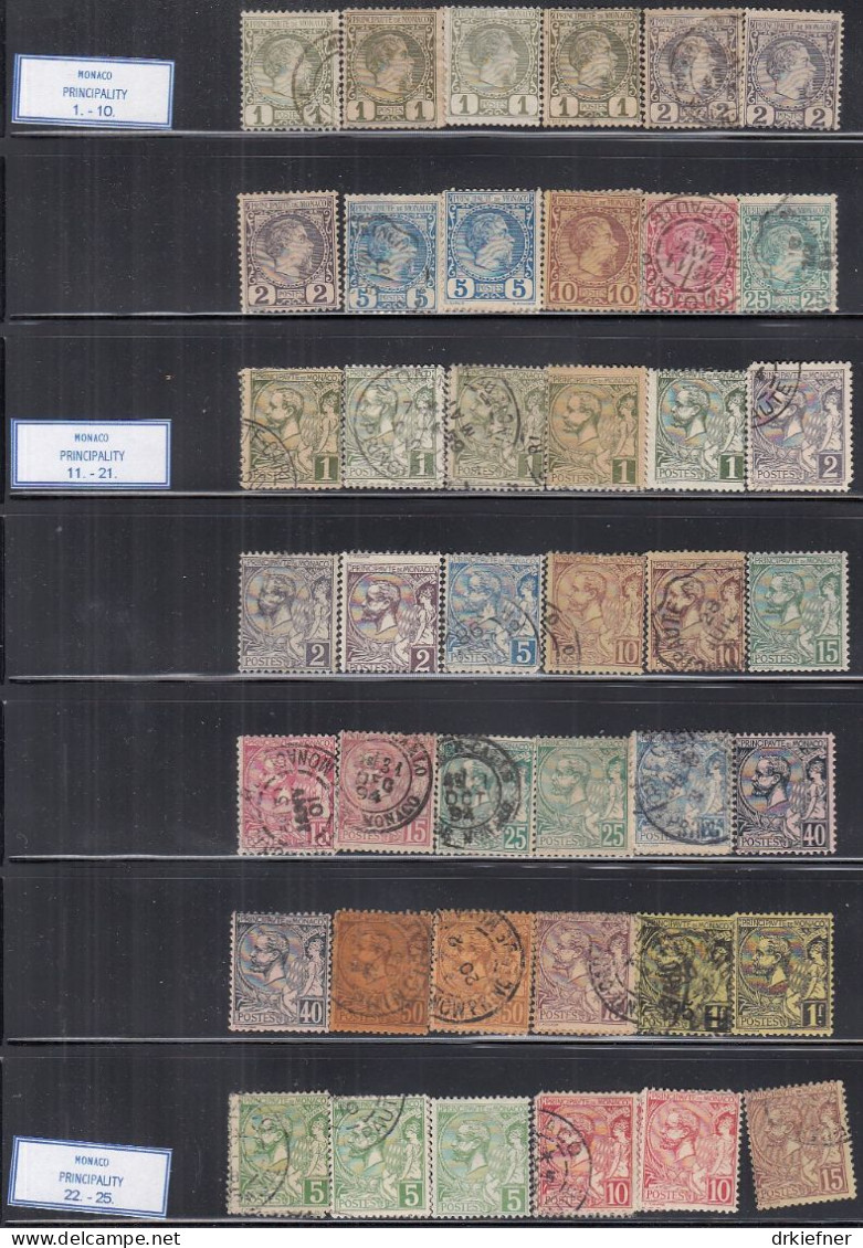 MONACO  1-6, 11-20, 22-24, 56 Marken, Vorwiegend Gestempelt, Auch Ungebraucht *, Charles III. Und Albert I. 1885-1901 - Oblitérés