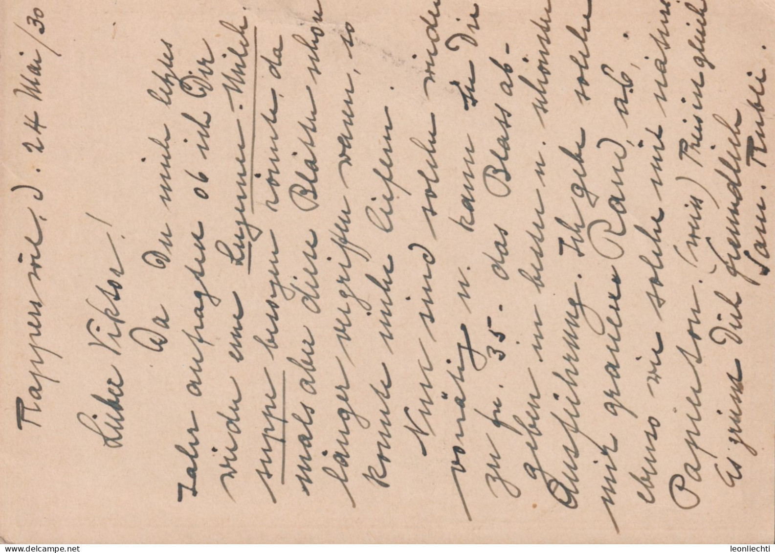 1929, Ganzsache Zum: 119-011 MONTANA-LAC-GRENON ⵙ RAPPERSWIL 24.V.30 - Enteros Postales