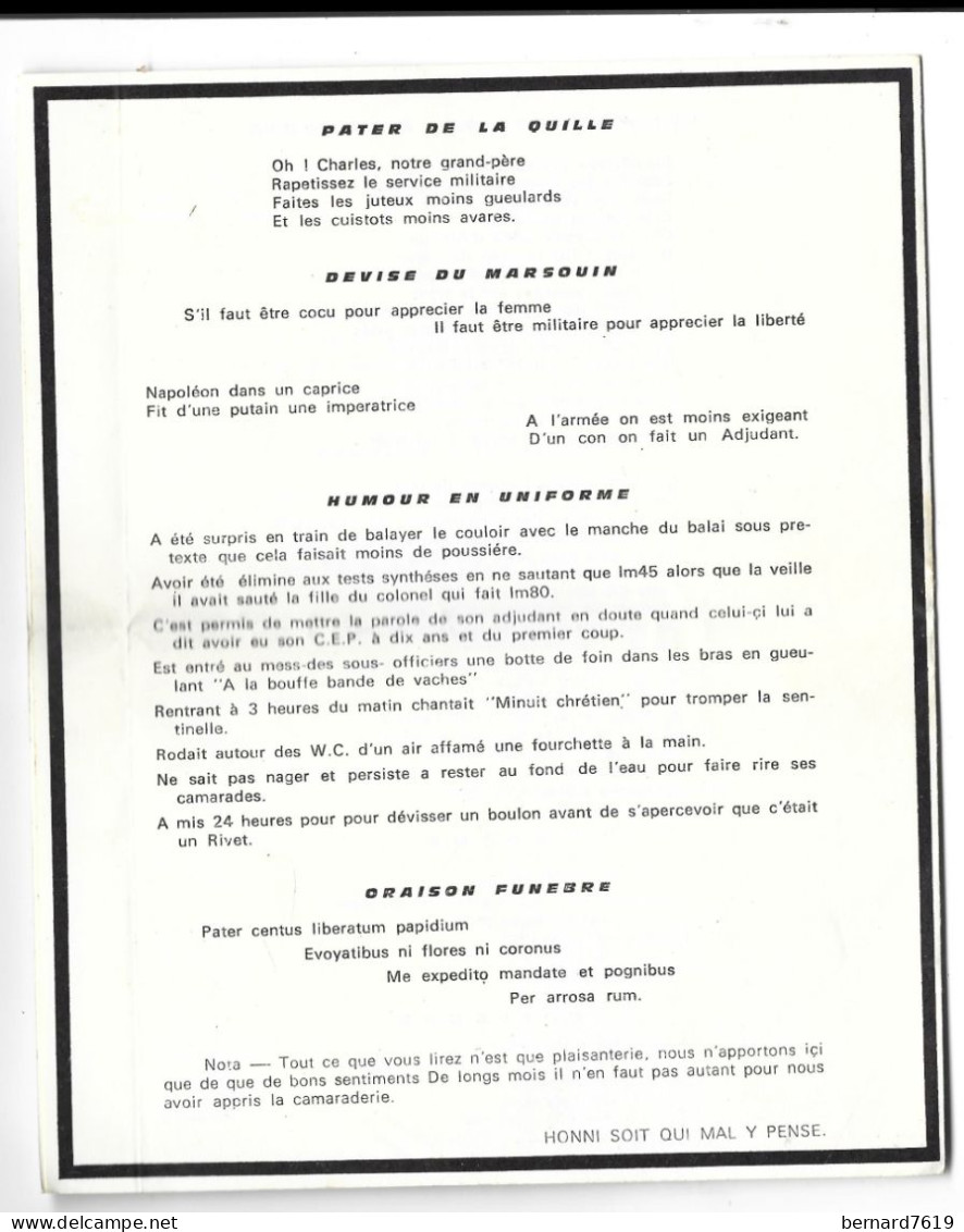 Faire Part De Deces Humoristique  Militaire Pere Cent -1968 2/A  - Retour De L'afrique Occidentale Pour La Metropole - Todesanzeige