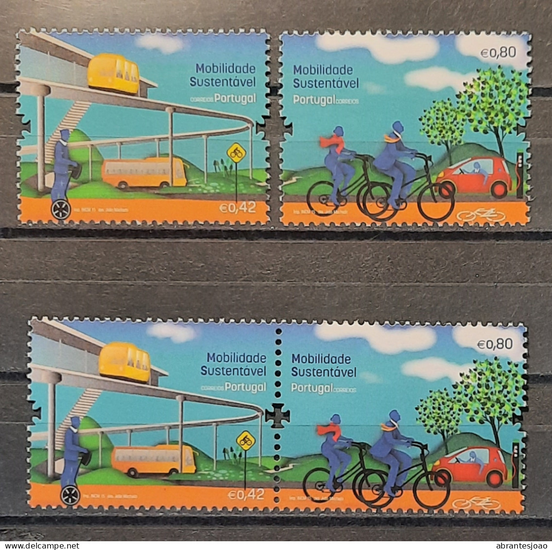 2015 - Portugal - MNH - Sustainable Mobility - 2 Stamps Se Tenant + 2 Stamps - Neufs