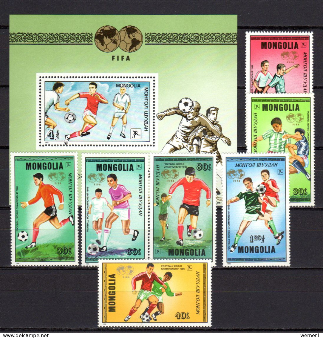 Mongolia 1986 Football Soccer World Cup Set Of 7 + S/s MNH - 1986 – Mexique