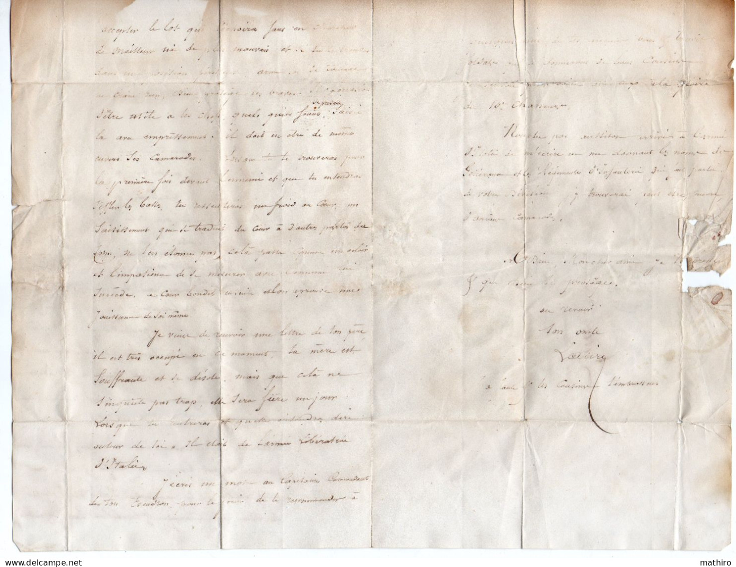 Deux Lettres Adressées à Lalire Jules 10 ème Chasseurs à Cheval En Garnison à Avignon,le 26 Janvier Et Le 4 Juin 1859 - Manuscripten