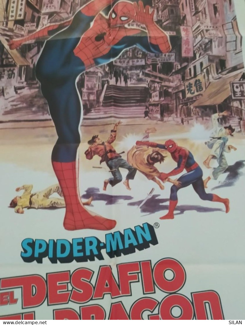 Cartel Original Cine Del Estreno Spiderman El Desafío Del Dragón 1980 Marvel  Affiche Originale Du Film Pour La Première - Other Formats