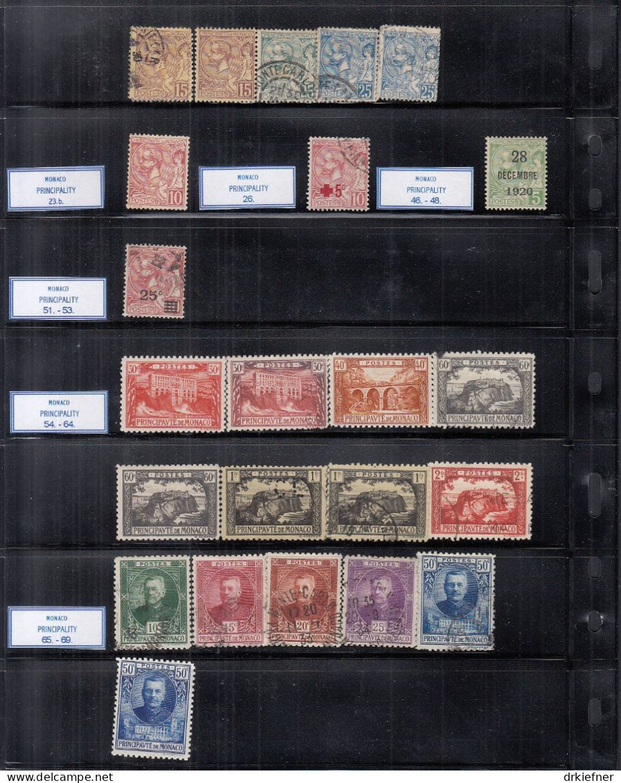 MONACO  Aus 24-69, 25 Marken, Vorwiegend Gestempelt, Auch Ungebraucht *, 1901-1923 - Used Stamps