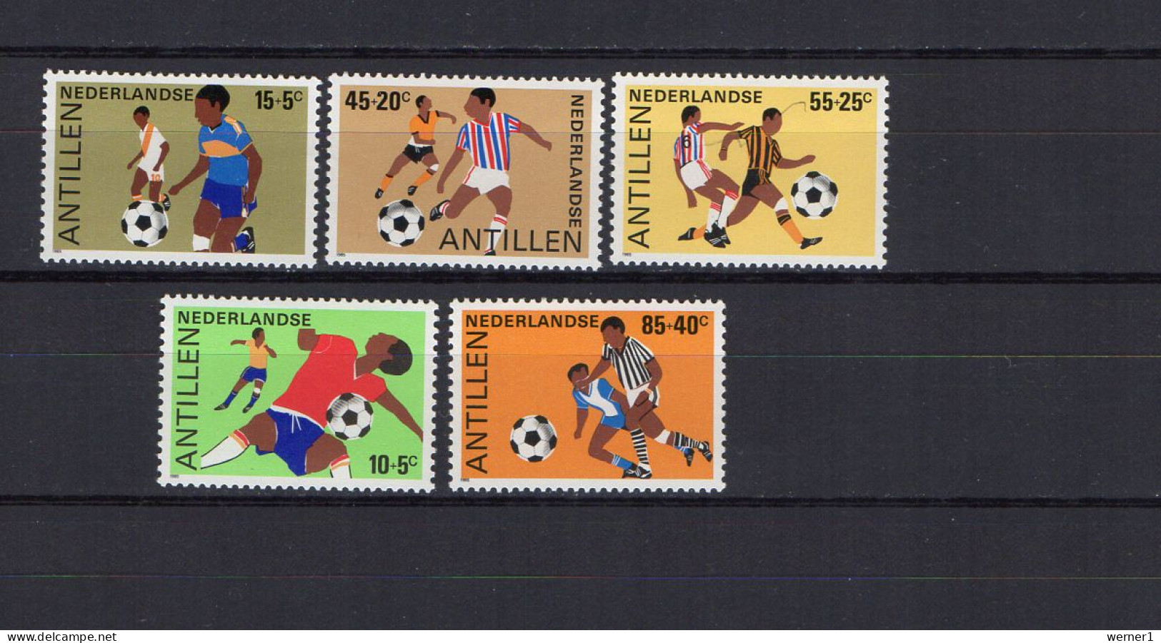 Netherlands Antilles 1985 Football Soccer Set Of 5 MNH - Ongebruikt