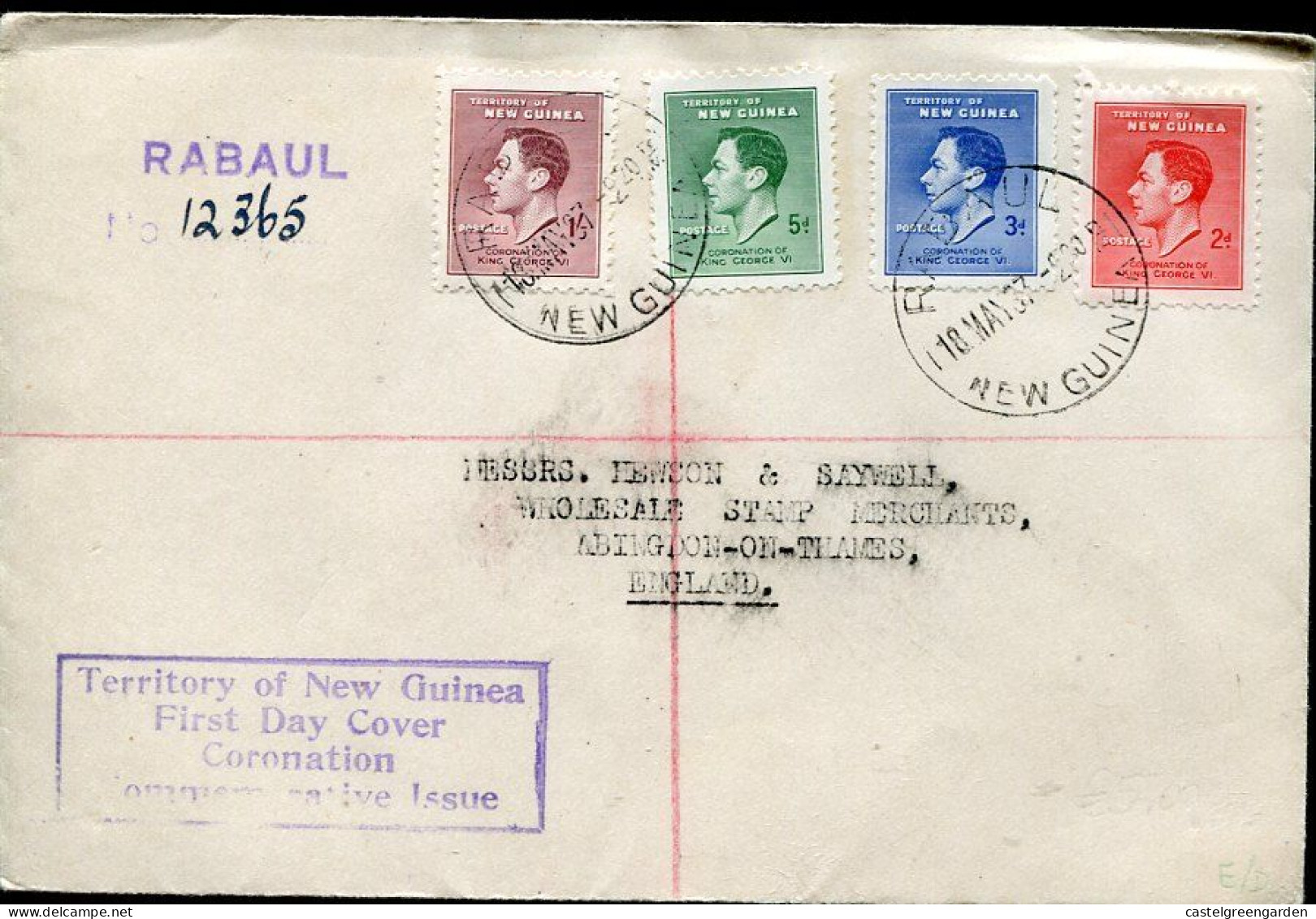 X0379 Papua New Guinea, Registered Fdc 1937 For The Coronation Of King George VI. - Papua-Neuguinea