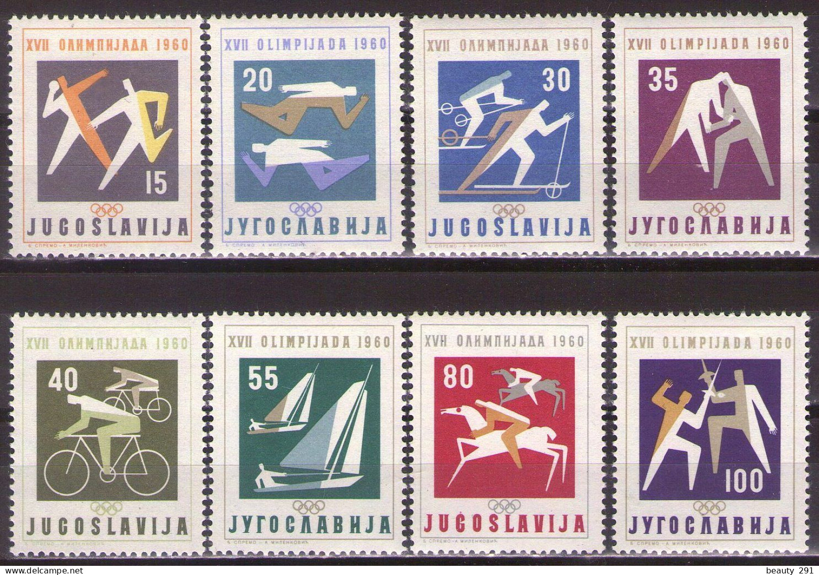 Yugoslavia 1960 - Summer Olympic Games In Rome - Mi 909-916 - MNH**VF - Unused Stamps