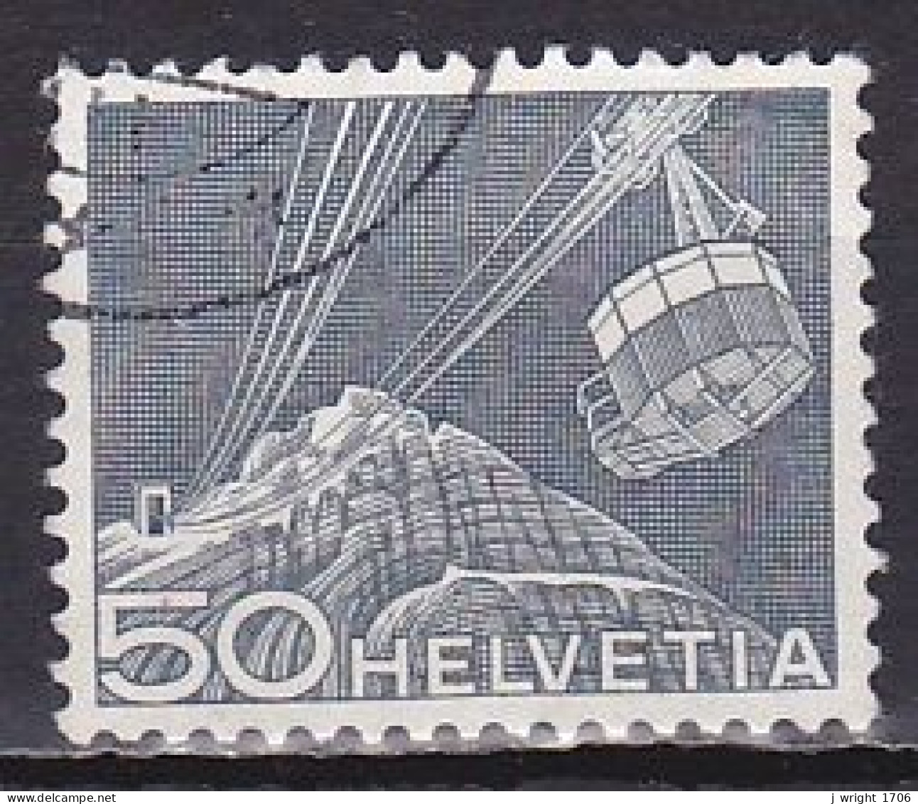 Switzerland, 1949, Landscapes & Technology/Cablecar, 50c, USED - Usati