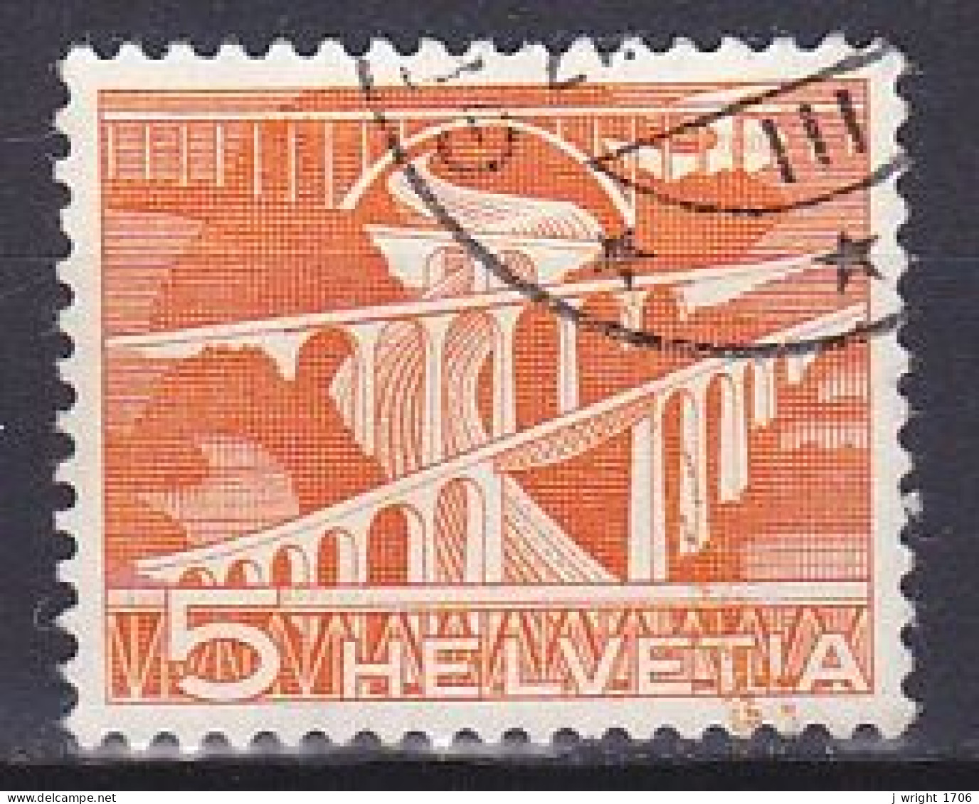 Switzerland, 1949, Landscapes & Technology/Sitter Viaducts, 5c, USED - Usados