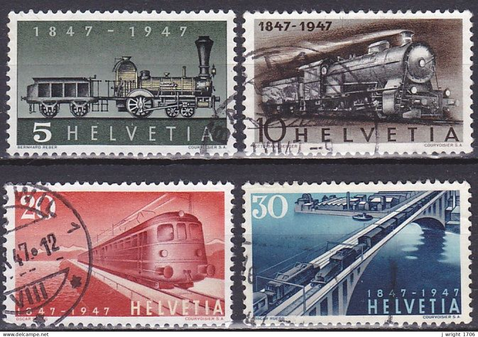 Switzerland, 1947, Swiss Railways Centenary, Set, USED - Usati