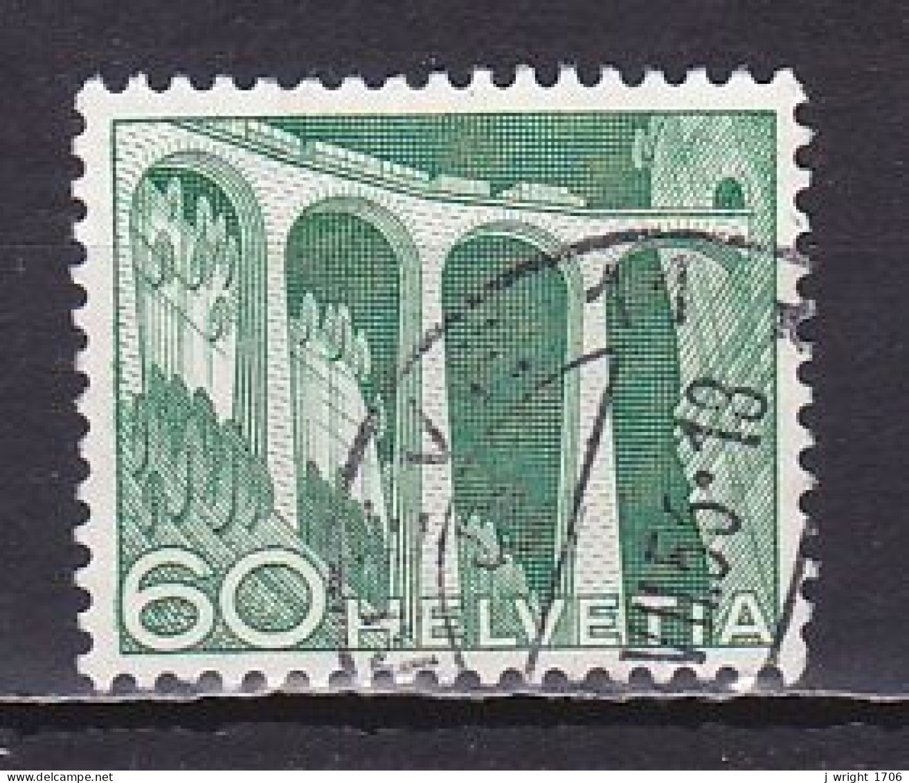 Switzerland, 1949, Landscapes & Technology/Landwasser Railway Viaduct, 60c, USED - Used Stamps