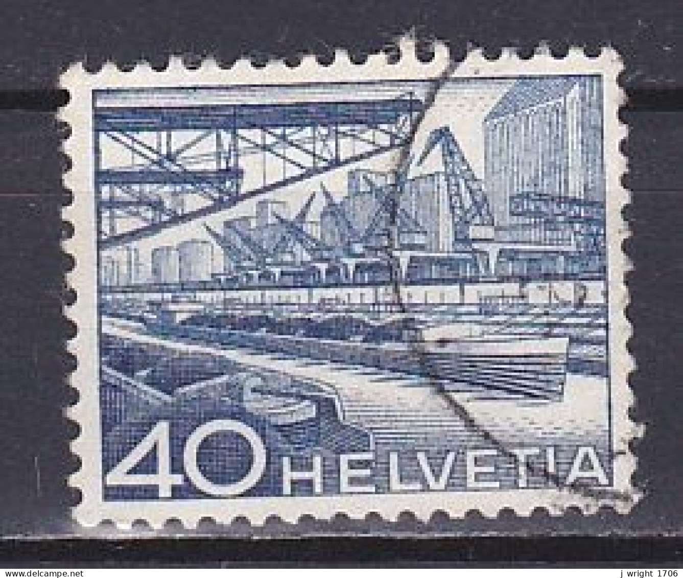 Switzerland, 1949, Landscapes & Technology/Basel Rhine Harbour, 40c, USED - Oblitérés