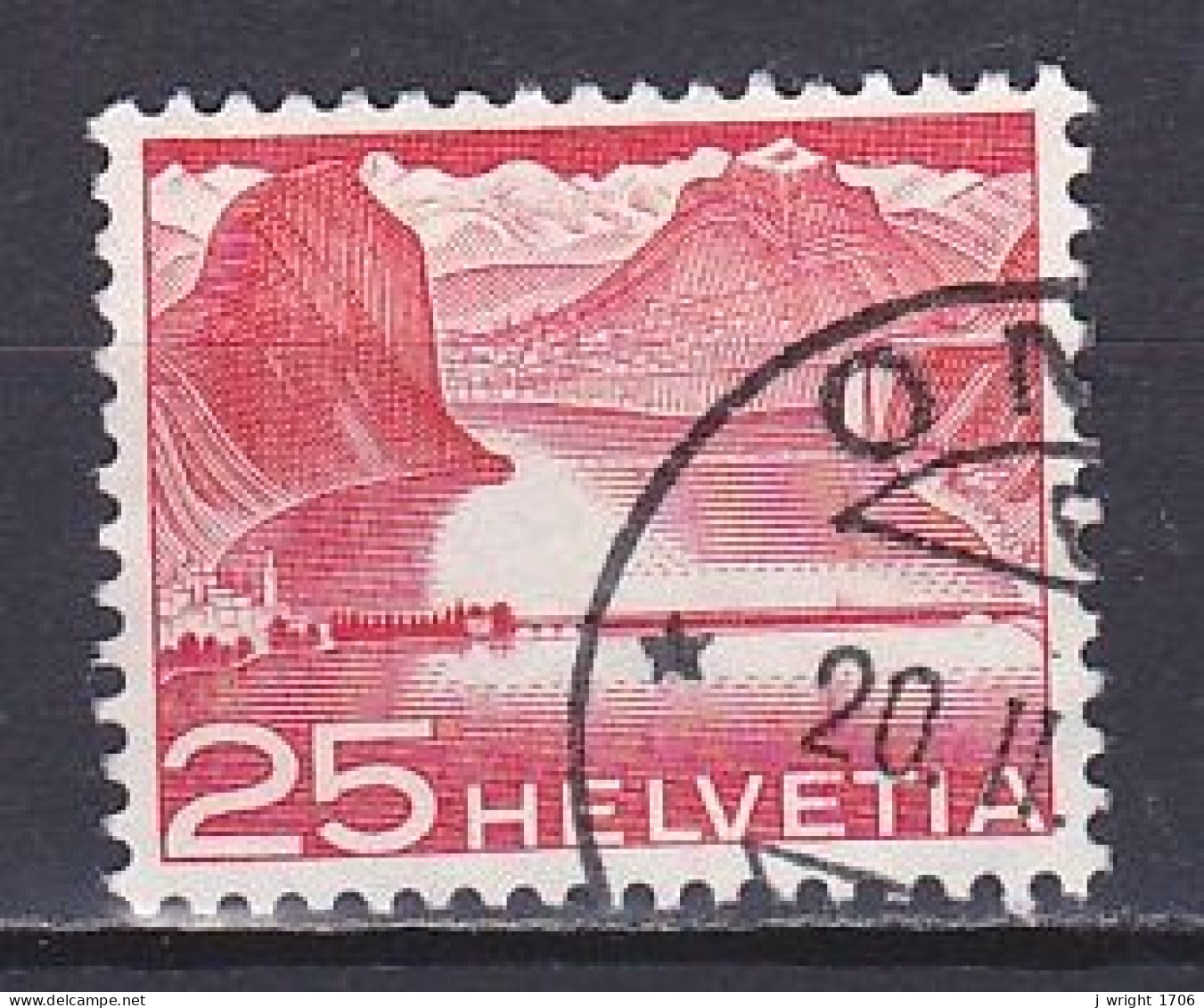 Switzerland, 1949, Landscapes & Technology/Lake Lugano Ralway Causeway, 25c, USED - Used Stamps