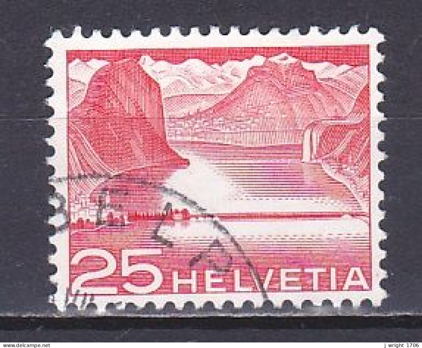Switzerland, 1949, Landscapes & Technology/Lake Lugano Ralway Causeway, 25c, USED - Used Stamps