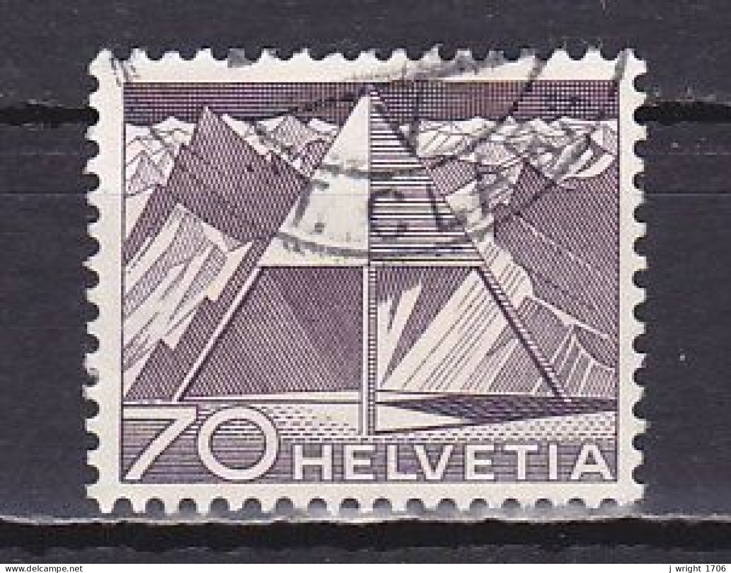 Switzerland, 1949, Landscapes & Technology/Finsteraarhorn Triangulation Point, 70c, USED - Used Stamps