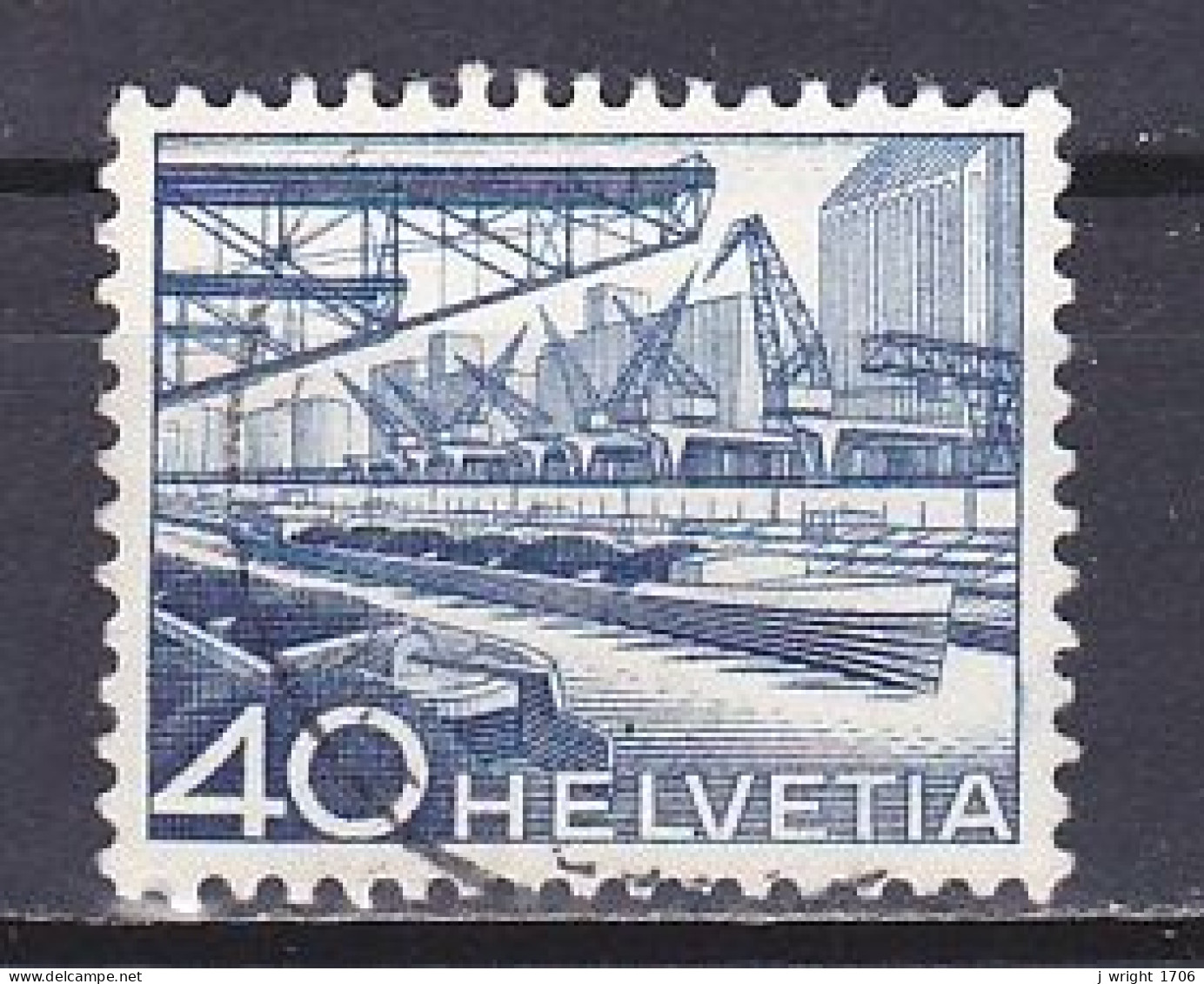 Switzerland, 1949, Landscapes & Technology/Basel Rhine Harbour, 40c, USED - Usati