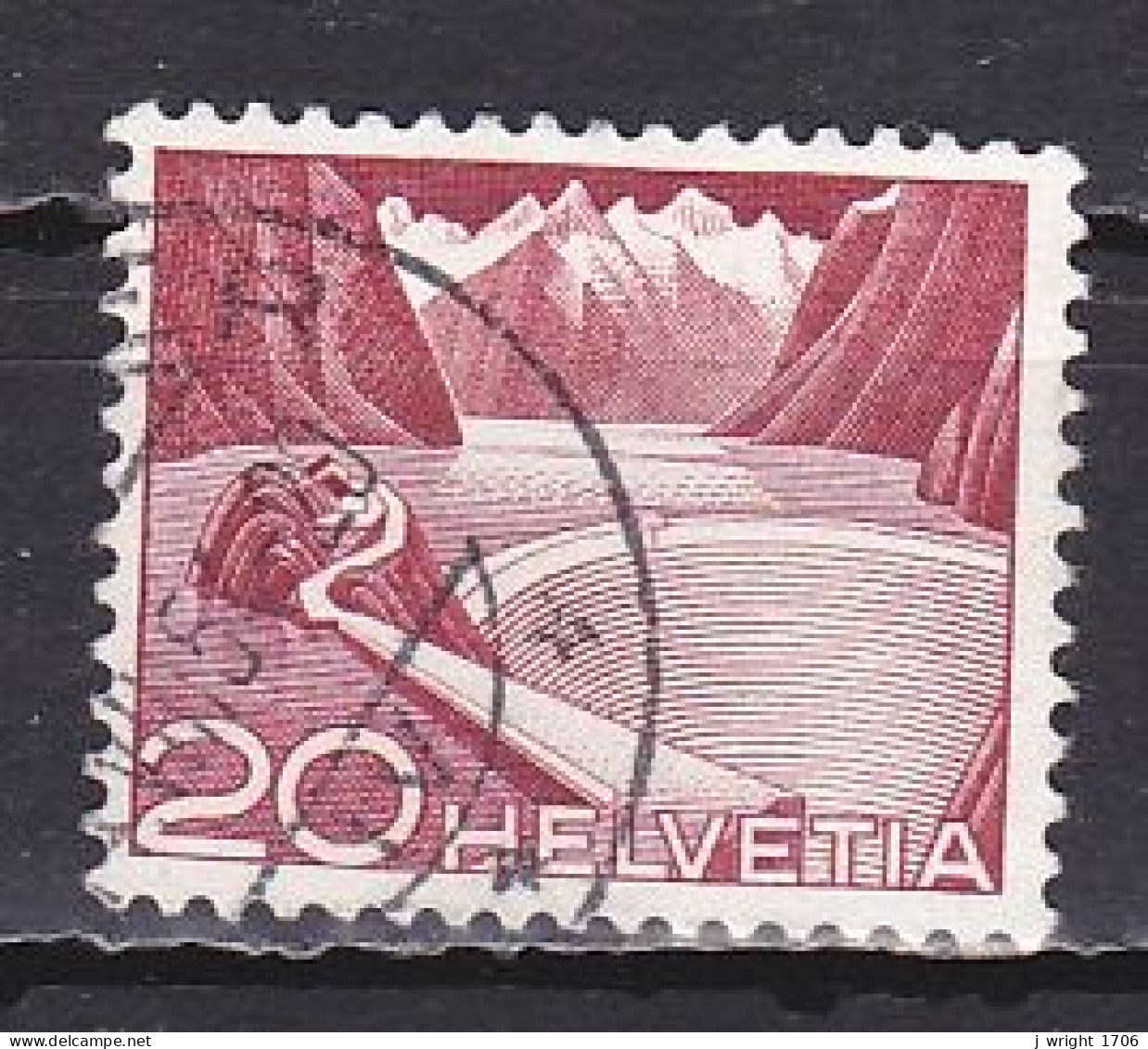 Switzerland, 1949, Landscapes & Technology/Grimsel Reservoir, 20c/Building Groundline Complete, USED - Used Stamps