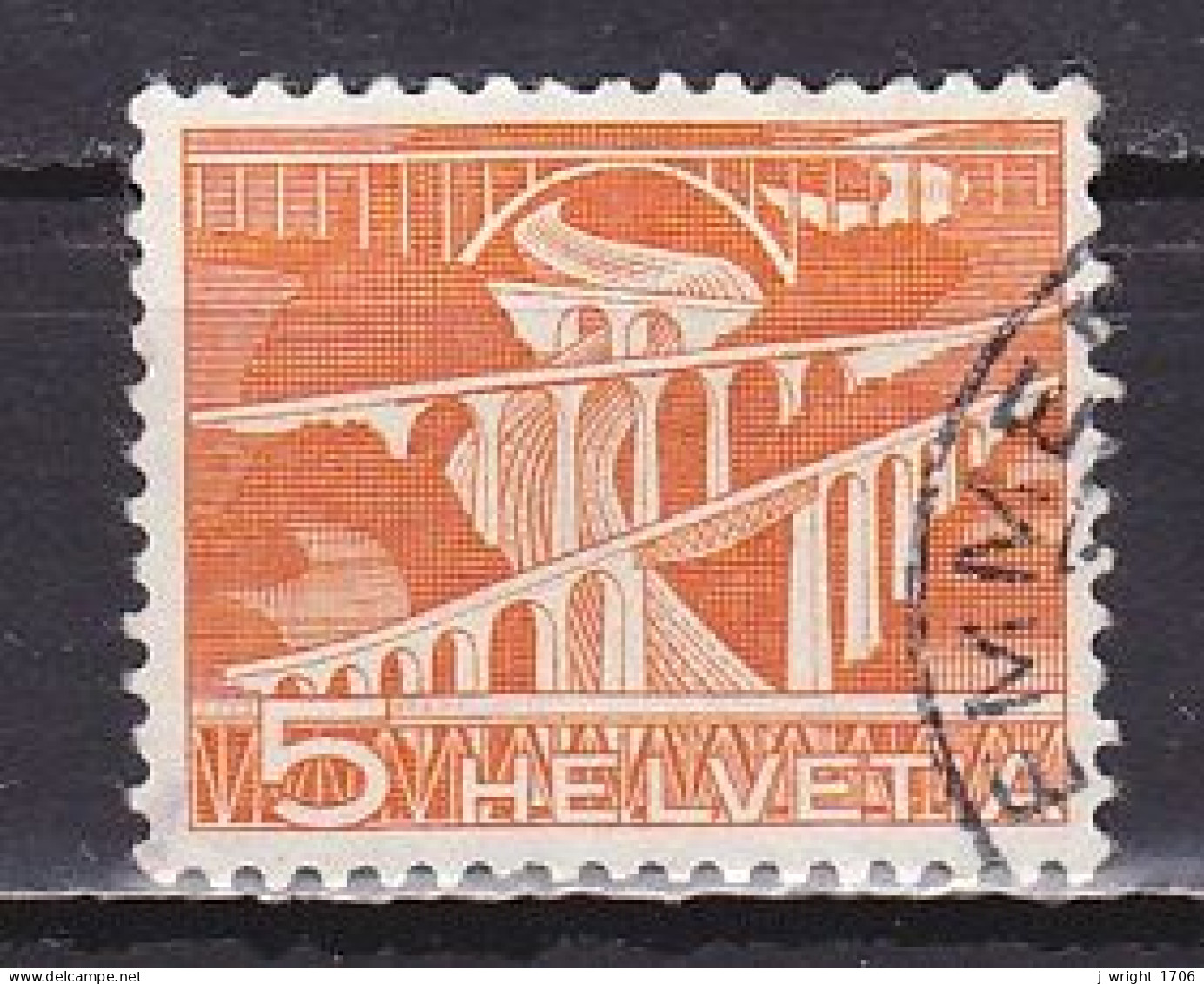 Switzerland, 1949, Landscapes & Technology/Sitter Viaducts, 5c, USED - Oblitérés