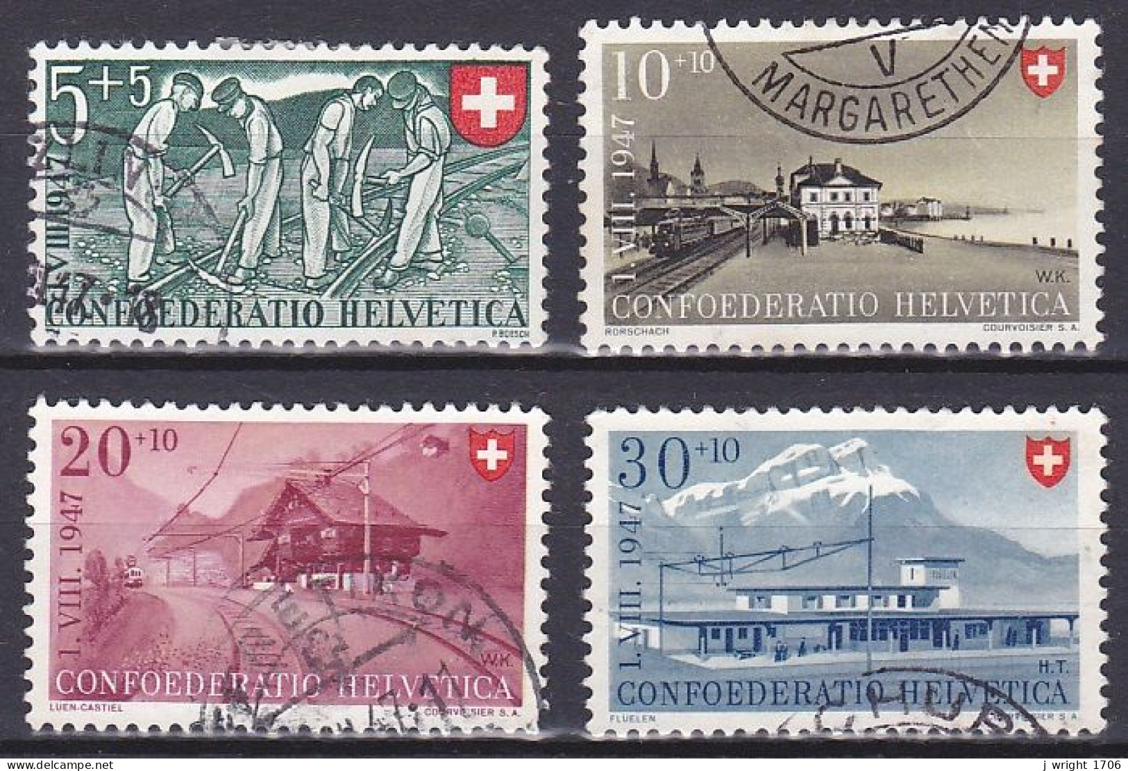 Switzerland, 1947, Pro Patria/Railway Workers & Stations, Set, USED - Used Stamps