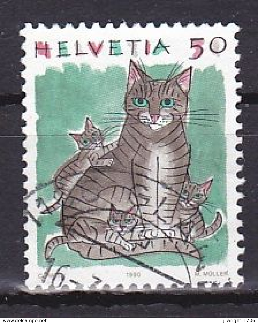 Switzerland, 1990, Animals/Cat, 50c, USED - Oblitérés