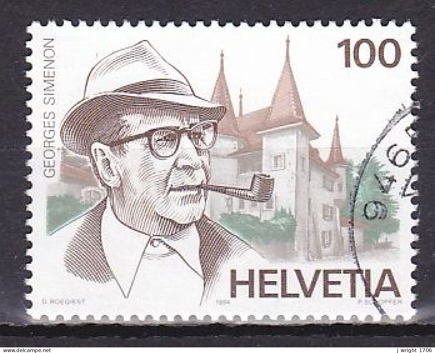 Switzerland, 1994, Georges Simenon, 100c, USED - Oblitérés